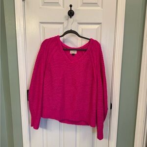 Universal Thread Women's Bright Pink V-Neck Sweater